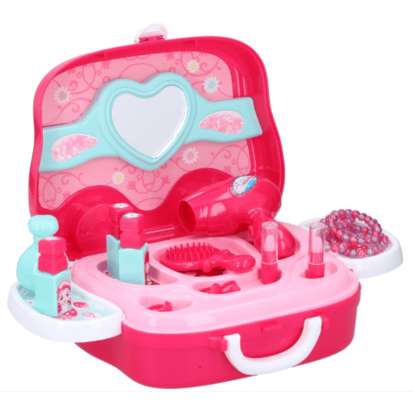 100033 Prinsessen beauty set - 01 Eddy Toys Beautycase - prinsessen - 25 cm - roze - 19-delig - Afbeelding 1