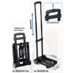 Kinzo - Opvouwbare steekwagen - Met uitschuifbare handgreep - Max. 40 kg - Zwart - Afbeelding 3