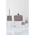 5-delige Luxe Steengoed Badkamerset - Bruin met wit