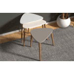 Bijzettafel Bolerois set van 3 - wit / crème / cappuccino