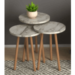 Bijzettafel Naelle set van 3 - wit marmer design