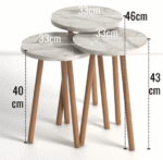 Bijzettafel Naelle set van 3 - wit marmer design - Afbeelding 2