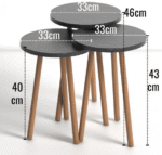 Bijzettafel Naelle set van 3 - zwart marmer design - Afbeelding 2