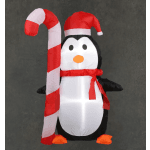 Pinguïn opblaasbaar rood LED 120cm