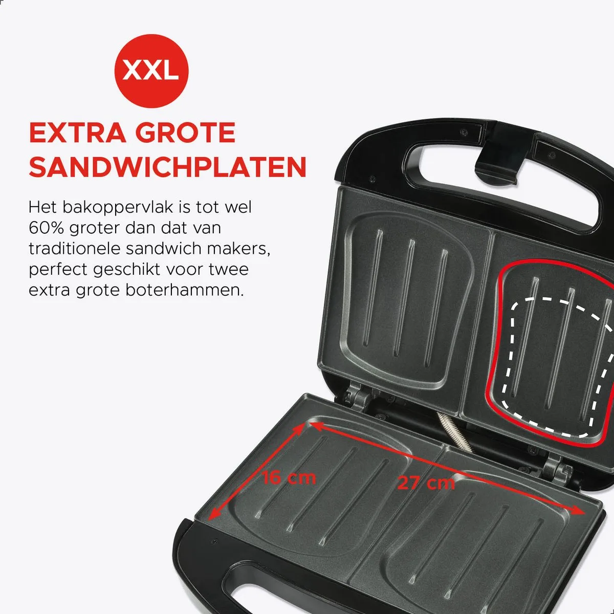 Bourgini 12.5010.01.00 Sandwich Maker XXL Black - Afbeelding 7