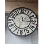 Wandklok Railway Beige/Zwart Wereldkaart Design 50 cm